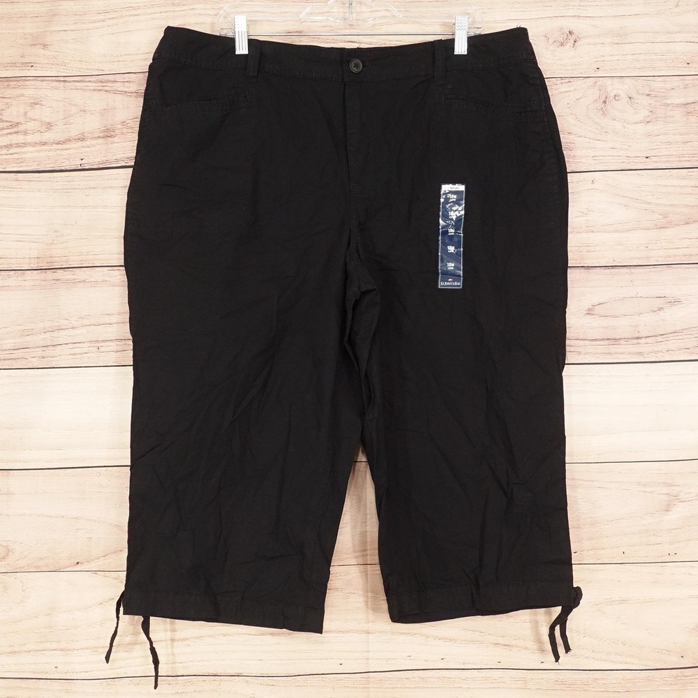 New! St. John's Bay Pants Womens 18W Black Capri Crop Straight Stretch 39x18